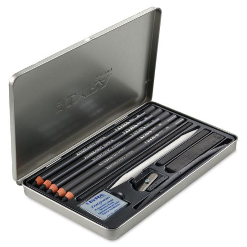 Estojo Lata Lyra Renbrandt Charcoal Set 12 Peças - Kit para
